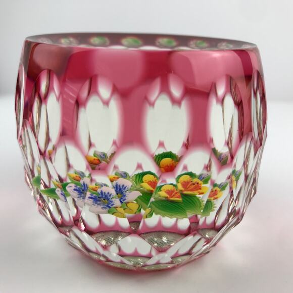 Perthshire 1994G Overlay Bouquet Lampwork Flower Geometric Faceting Paperweight - Picture 4 of 16